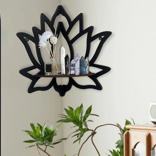 Wooden Lotus Decorative Corner Shelf