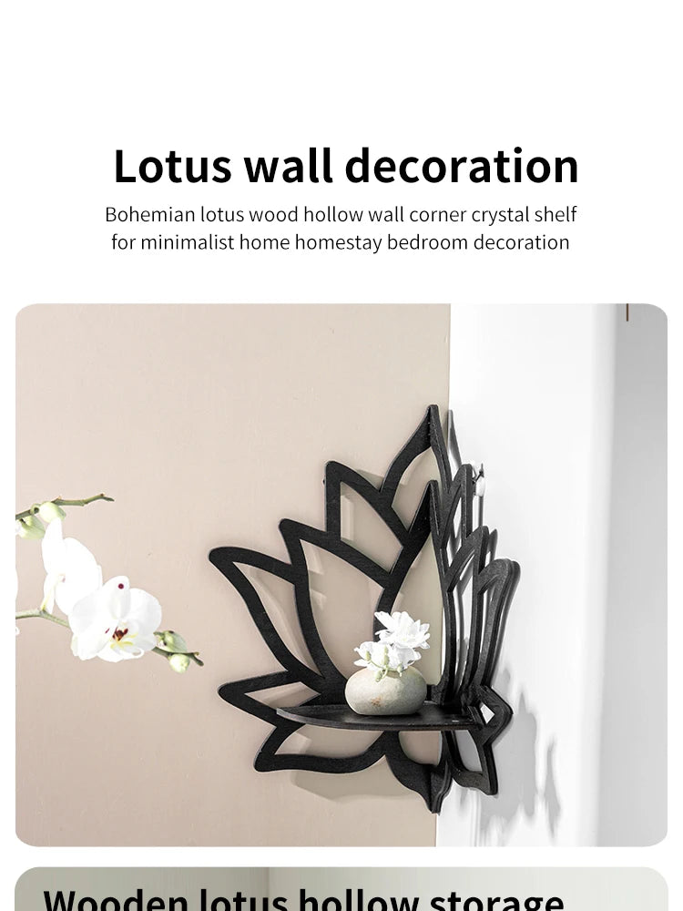 Wooden Lotus Decorative Corner Shelf