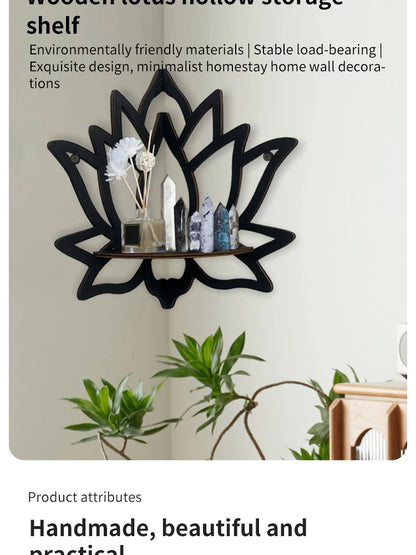Wooden Lotus Decorative Corner Shelf