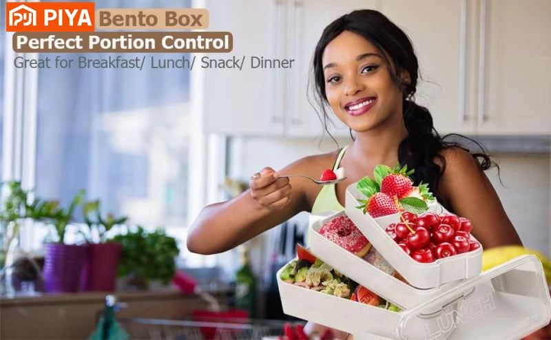 3-In-1 Bento Box Style Lunch Containers