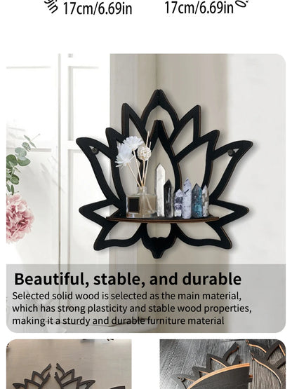 Wooden Lotus Decorative Corner Shelf