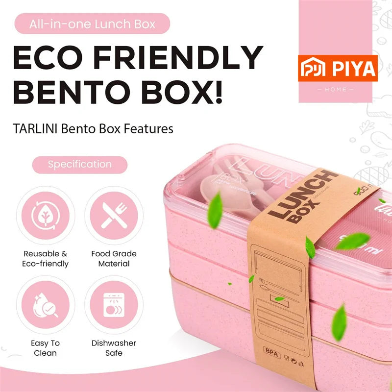 3-In-1 Bento Box Style Lunch Containers