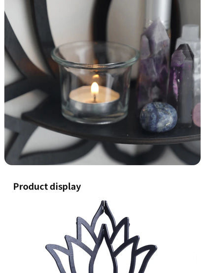 Wooden Lotus Decorative Corner Shelf