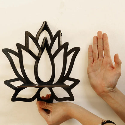 Wooden Lotus Decorative Corner Shelf