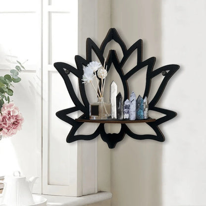 Wooden Lotus Decorative Corner Shelf