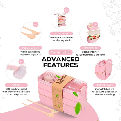 3-In-1 Bento Box Style Lunch Containers